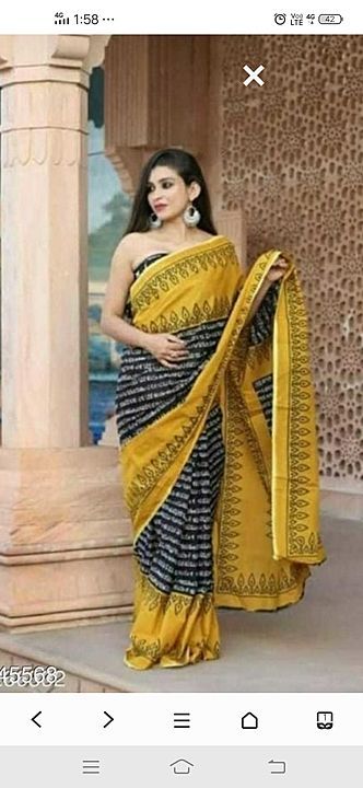 Post image Soft cotton hand printed Mulmul saree with blouse.
WhatsApp/Mob.no. 9636558061