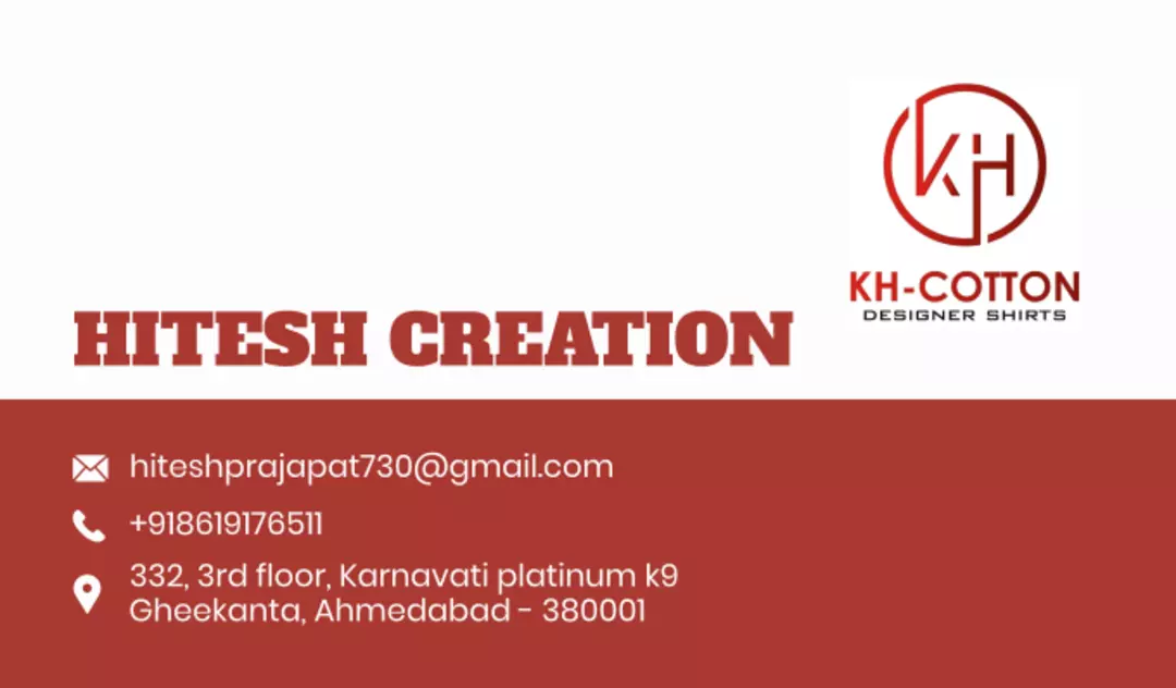 Visiting card store images of HITESH CREATION