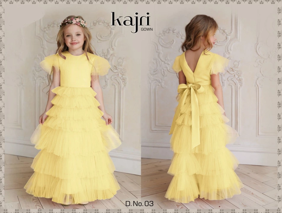 KAJRI KIDS GOWN
partywear designer gown
- 4 Colour
- Fabric - South cotton with soft net
- Size
     uploaded by Roza Fabrics on 6/1/2024