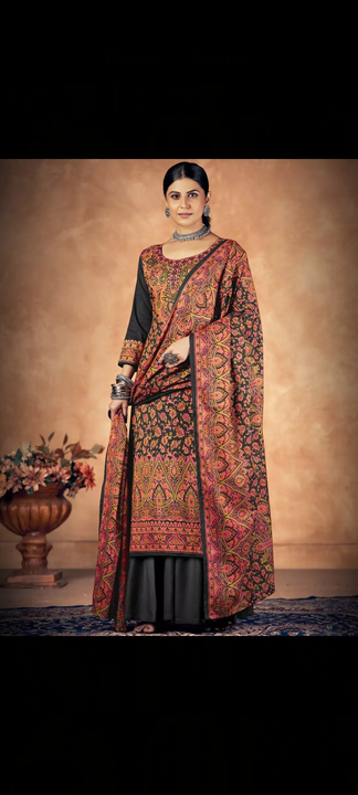 Printed pashmina winter wear suit unstitched uploaded by business on 1/19/2023