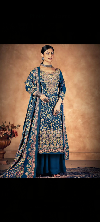 Printed pashmina winter wear suit unstitched uploaded by business on 1/19/2023