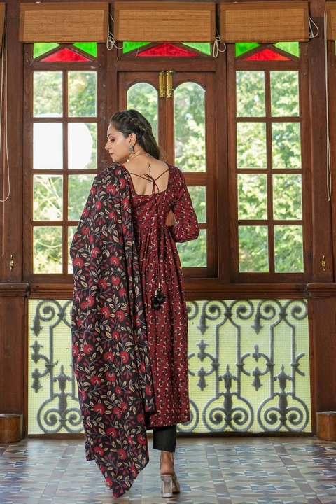 Weavllite women Maroon Pure Cotton Block Printed Kurta set uploaded by Weavllite on 1/19/2023