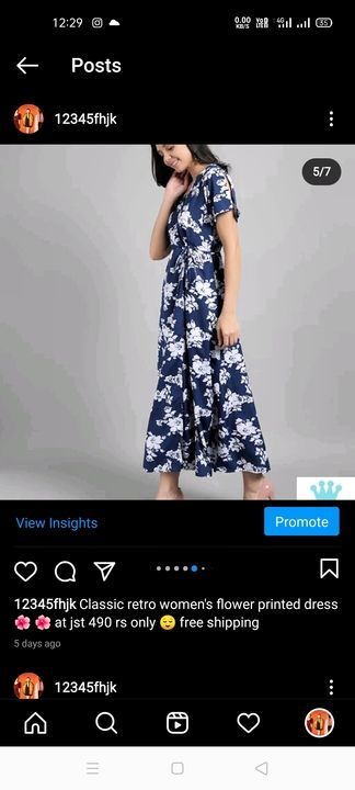 Classic retro women's flower printed dress uploaded by business on 2/13/2021