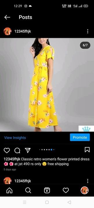 Retro women's flower printed dress uploaded by business on 2/13/2021