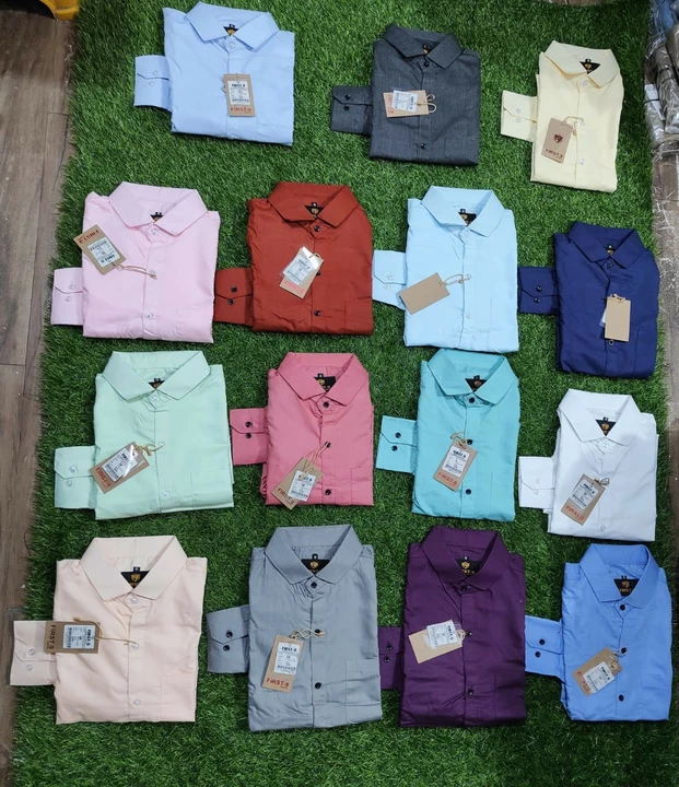 First-9 Mens Cotton Plain/Solid Shirts
 uploaded by Aarav Collection on 1/19/2023