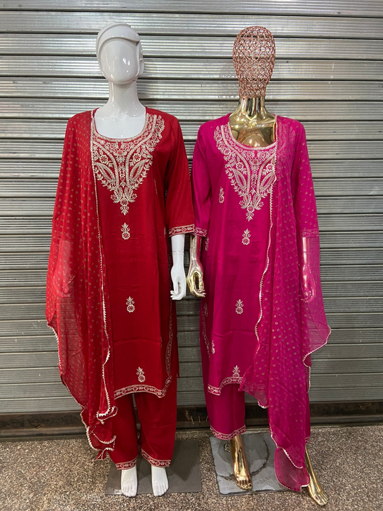 Aleexa outlet women embroidered kurta with pant and dupatta set  uploaded by Aleexa Outlet on 5/31/2024