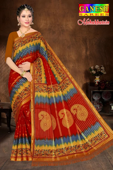Mohabattain without blouse  uploaded by Abhinandan Textile on 1/19/2023