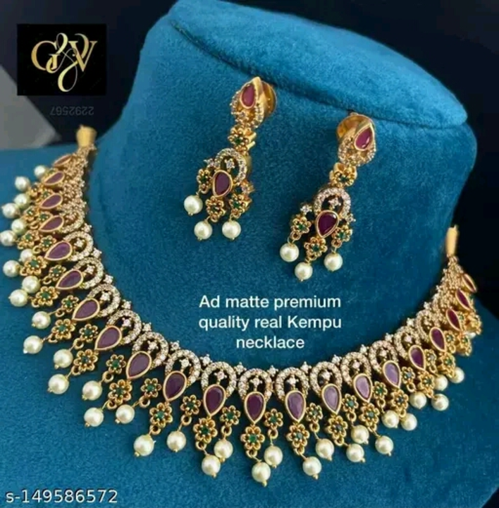 Post image Plating: Gold Plated - Matte
Stone Type: Cubic Zirconia/American Diamond
Type: Necklace and Earrings
Sizes: Free Size
Dispatch: 2 Days