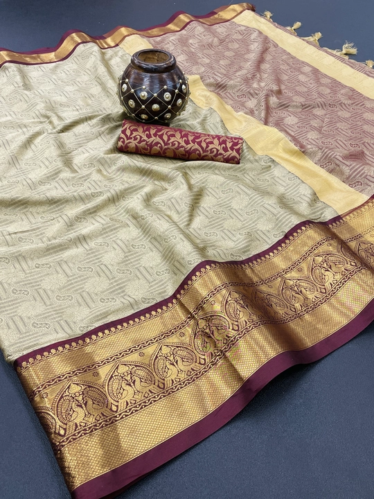 Banarasi Silk weaving saree with fabulous checks weaes  uploaded by Maruti enterprise on 1/19/2023