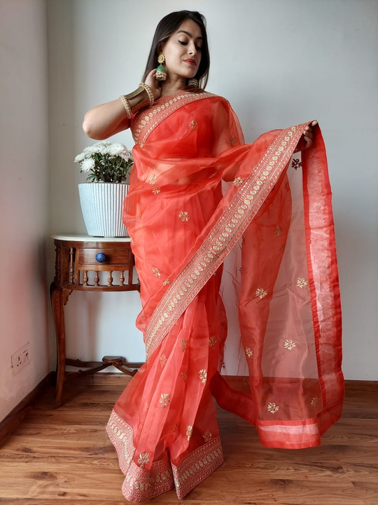 Post image Soft And Light Weight Organza Cording Work Sarees
Fabric:- Organza (5.50 Meter)
Blouse:- Banglory Satin(0.80 Meter)

Return Only If Damage ( Opening Un-Cut Video Must For Any Complain)