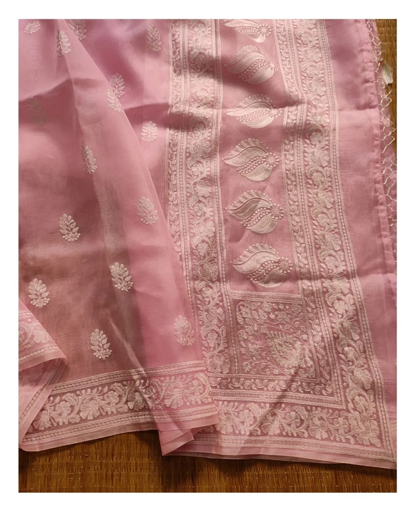 Organza Chikankari Kora Embroidery Sarees  uploaded by Deval Creations on 1/19/2023