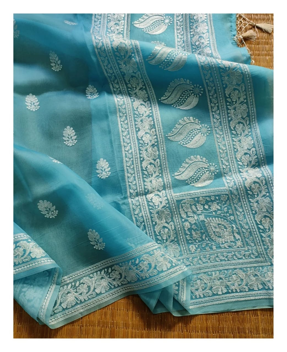 Organza Chikankari Kora Embroidery Sarees  uploaded by Deval Creations 8200603196 on 6/2/2024