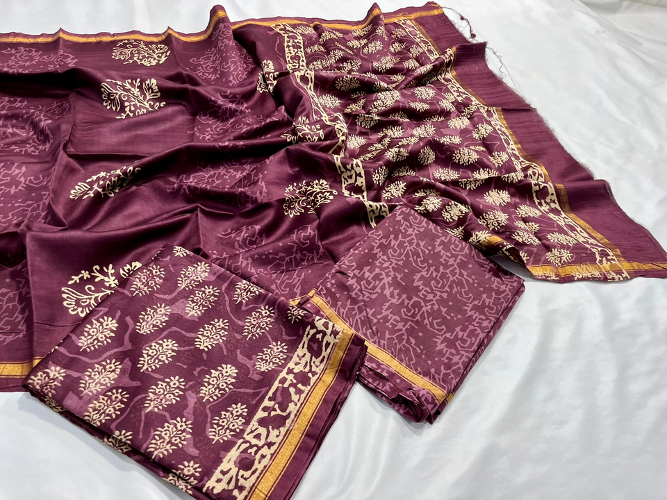 Handblock fancy mulbary print chanderi dress 👗material uploaded by Virasat handloom chanderi on 1/19/2023