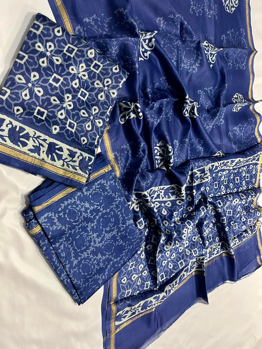 Handblock fancy mulbary print chanderi dress 👗material uploaded by Virasat handloom chanderi on 1/19/2023