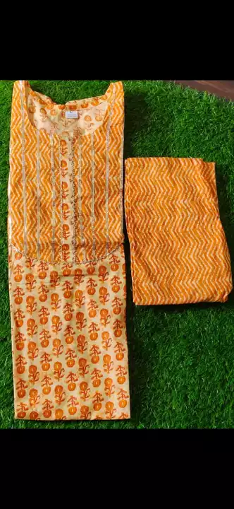 Jaipuri print Cotton fabric kurti with pant  uploaded by Kabir Fashion World on 1/19/2023