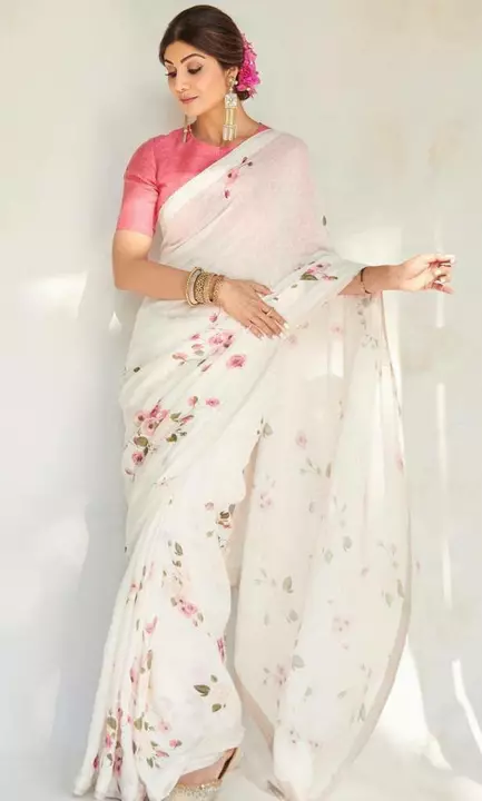  Plain Linen 
Saree  uploaded by Pramukh Enterprises on 1/20/2023
