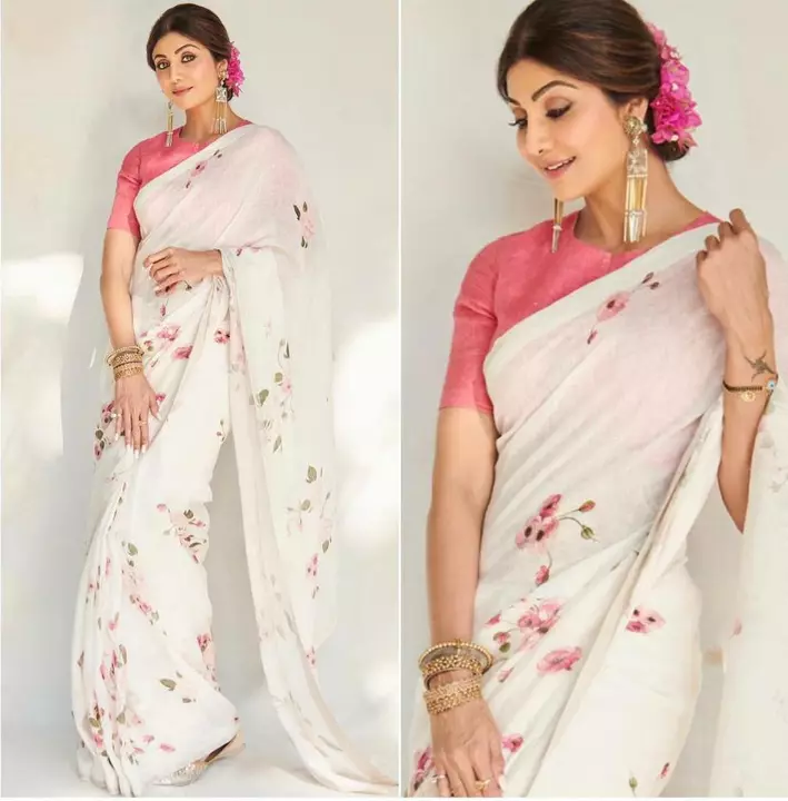  Plain Linen 
Saree  uploaded by business on 1/20/2023