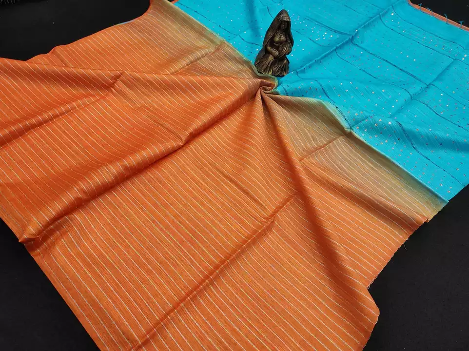 Kota viscose two dyes striped body and sequin pallu uploaded by H A HANDLOOM on 1/20/2023