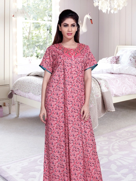Alpine printed embroidery nighty  uploaded by business on 1/20/2023