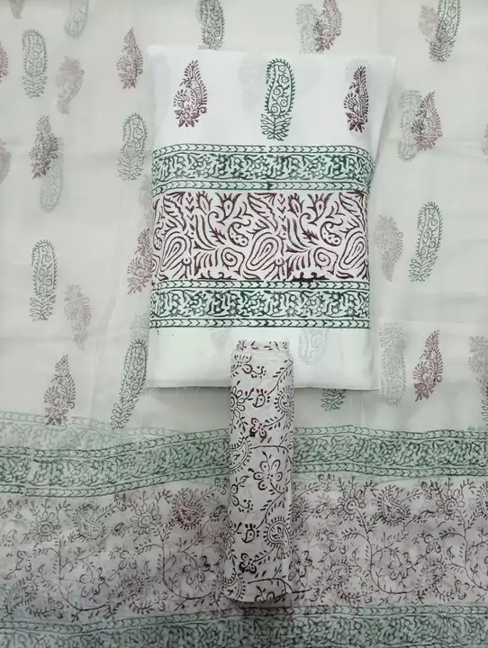 Product image of White hand block print salwar suit , ID: white-hand-block-print-salwar-suit-cace5fd6