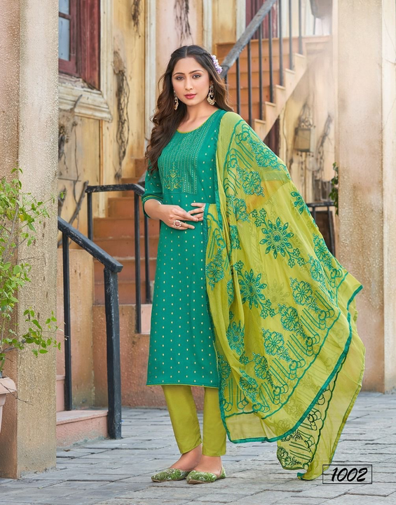 Rayon kurti Pant with dupatta for women  uploaded by Fashionvalley dresses on 1/20/2023