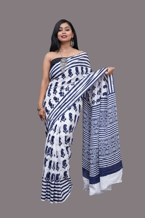 Pure cotton Mul-mul sarees uploaded by Handloom print on 4/28/2024