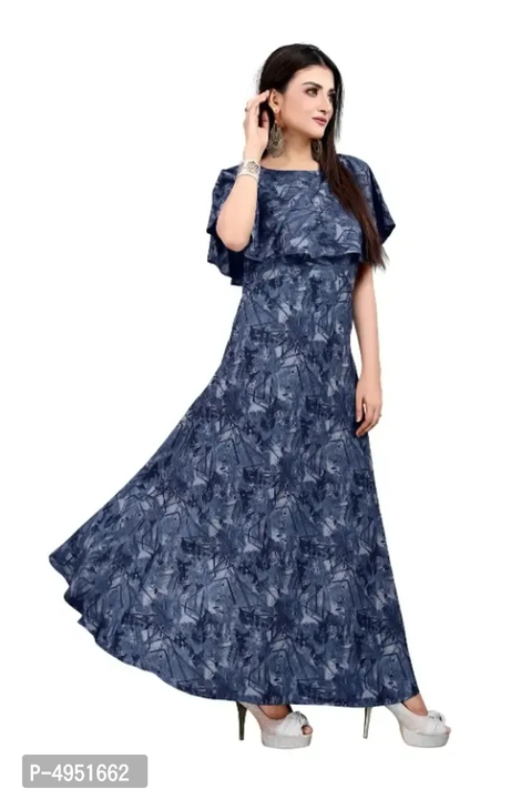 Blue Crepe Floral Printed   Ruffle Sleeves Anarkali Gown uploaded by RARGROUP  on 1/20/2023