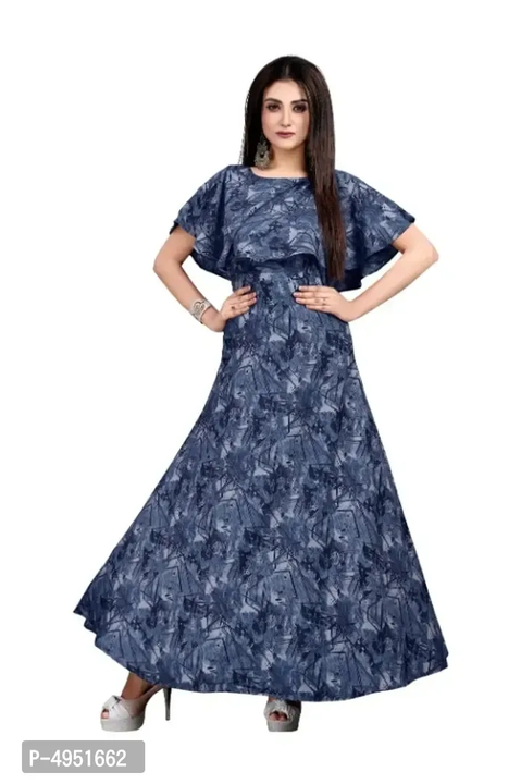 Blue Crepe Floral Printed   Ruffle Sleeves Anarkali Gown uploaded by RARGROUP  on 1/20/2023
