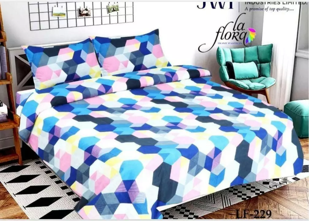 Pollycotton fabrics bedsheet size =90×90 pillow cover size 17×27 uploaded by Unique Enterprises  on 1/20/2023