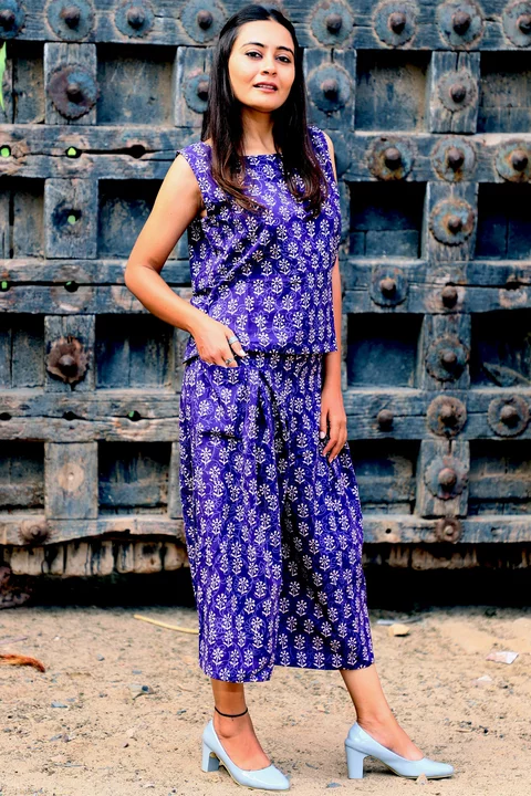 Crop top and palazzo cord set . Pure Natural Hand Block Print Cotton set for Summer uploaded by Hands of Kutch on 1/21/2023