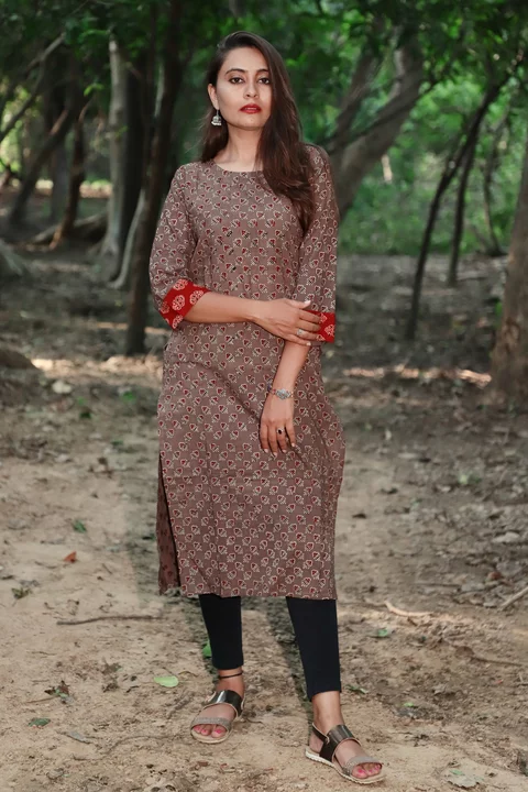 Ajrakh Cotton Kurti For Women With Pockets uploaded by Hands of Kutch on 1/21/2023