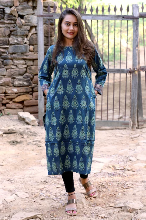 Ajrakh Cotton Kurti For Women With Pockets uploaded by business on 1/21/2023