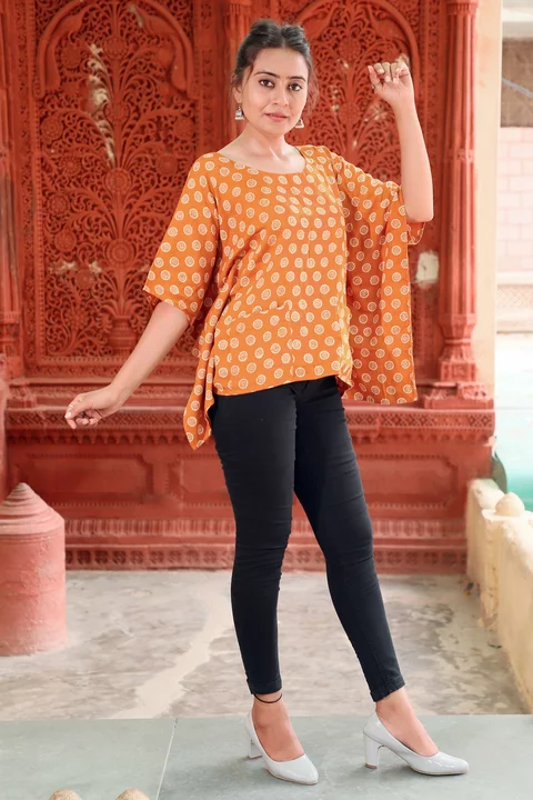 Short Kaftan Top for Women made from satin Cotton blend fabric with Hand Block Print uploaded by business on 1/21/2023
