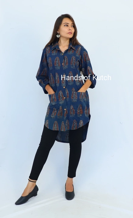 Womens  Shirts | Indian Hand Block Printed Cotton | Natural Colour Dyed| High Low uploaded by Hands of Kutch on 1/21/2023
