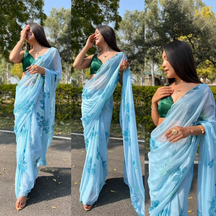Chiffon saree uploaded by GS TRADERS on 1/21/2023