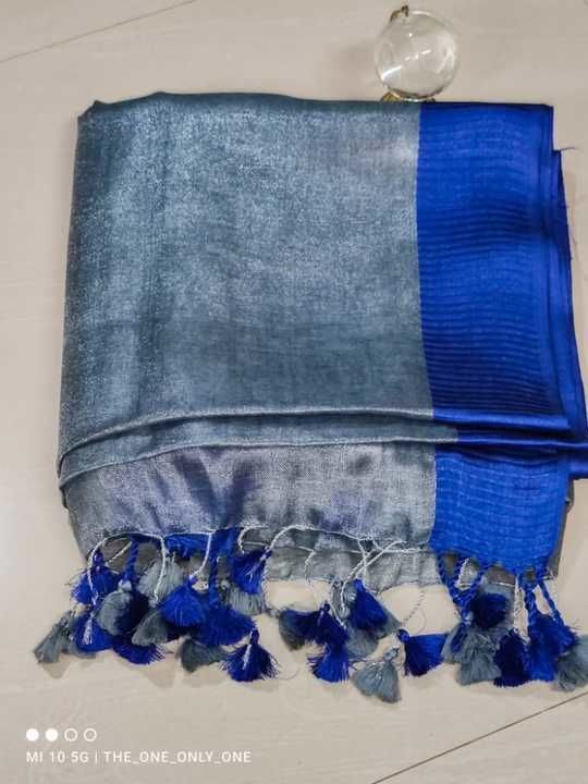 Tissue linen saree uploaded by Alisha handloom on 2/14/2021