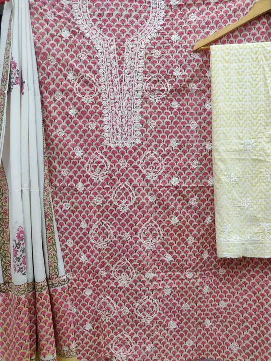 Pure Cambric Cotton Chikankari Suit uploaded by Lucknowi Ada Chikankari Studio on 5/28/2024