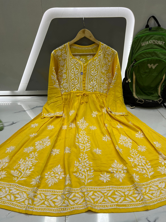 ♦️_modaal gown_ ♦️*
*kurti fabric:-modaal*
*kurti length 46.”* *Sleeve19 uploaded by Aman Enterprises WhatsApp or call +919711706212 on 1/21/2023