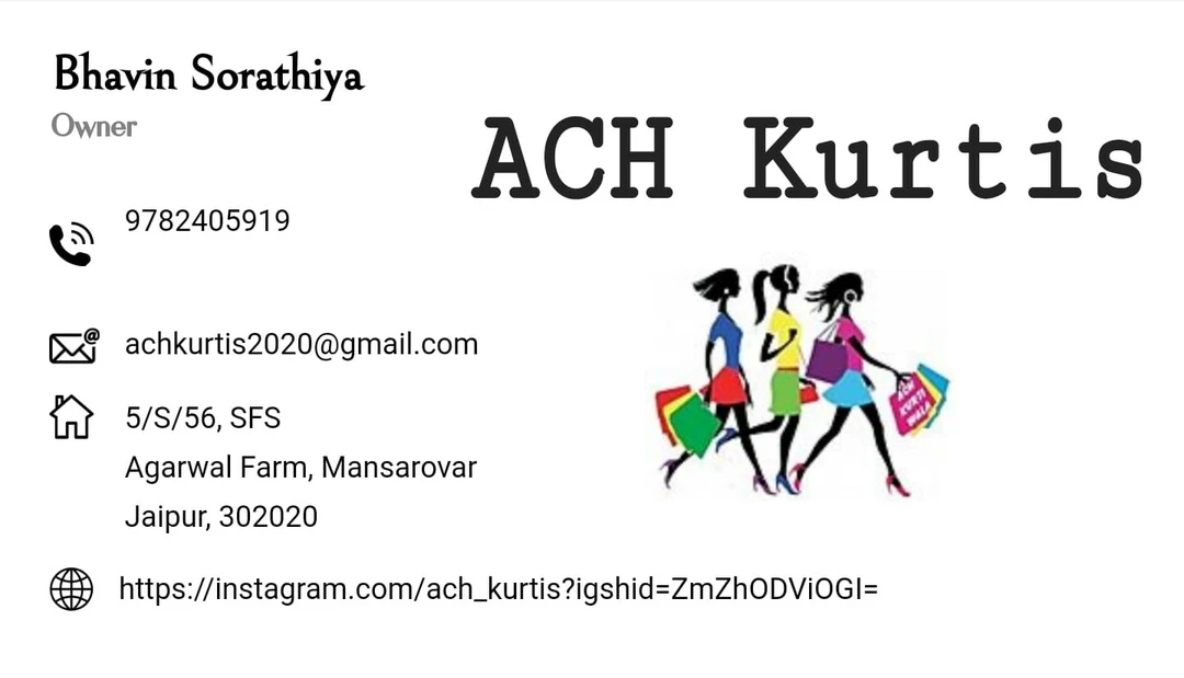 Visiting card store images of Ach Kurtis