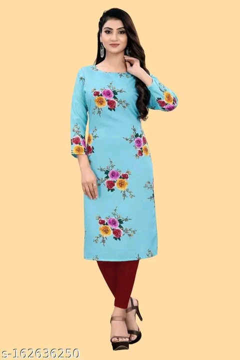Post image Catalog Name:*Aishani Fashionable Kurtis*
Fabric: Crepe
Sleeve Length: Three-Quarter Sleeves
Pattern: Printed
Combo of: Single
Sizes:
S (Bust Size: 36 in) 
XL (Bust Size: 42 in) 
L (Bust Size: 40 in) 
XXL (Bust Size: 44 in) 
M (Bust Size: 38 in) 

Easy Returns Available In Case Of Any Issue
*Proof of Safe Delivery! Click to know on Safety Standards of Delivery Partners- https://ltl.sh/y_nZrAV3