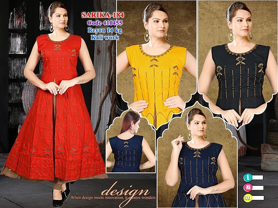 A line kurti with Center slit. With embroidery work  uploaded by business on 7/6/2020