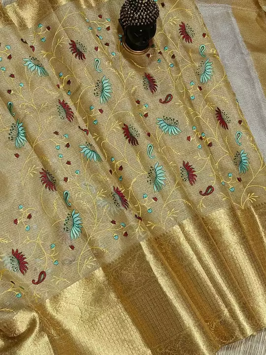 Banarasi Tissue embroidery work saree  uploaded by GA Fabrics on 1/21/2023
