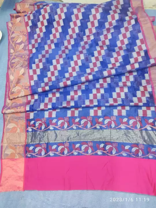 Sarees cotton ikkat fancy patola  weving contrasts pallu Boder  uploaded by business on 1/22/2023