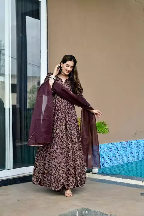 Anarkali Gown +Pant + Malamal Dupatta  uploaded by Jaipuri Fashion Point  on 5/9/2024