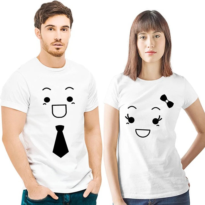Couple Tshirt smiley printed 100%cotton 180gsm uploaded by Sam enterprises on 1/22/2023