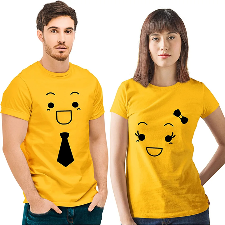 Couple Tshirt smiley printed 100%cotton 180gsm uploaded by Sam enterprises on 1/22/2023