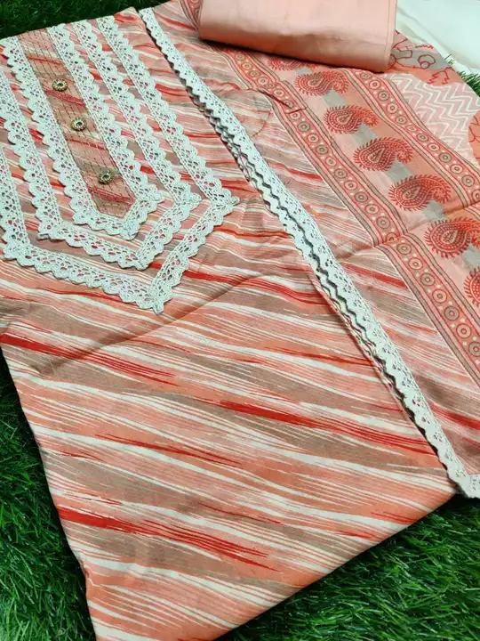 COTTON CROCHET LACE SUIT WITH MAL COTTON DUPATTA & BOTTOM  uploaded by business on 1/22/2023