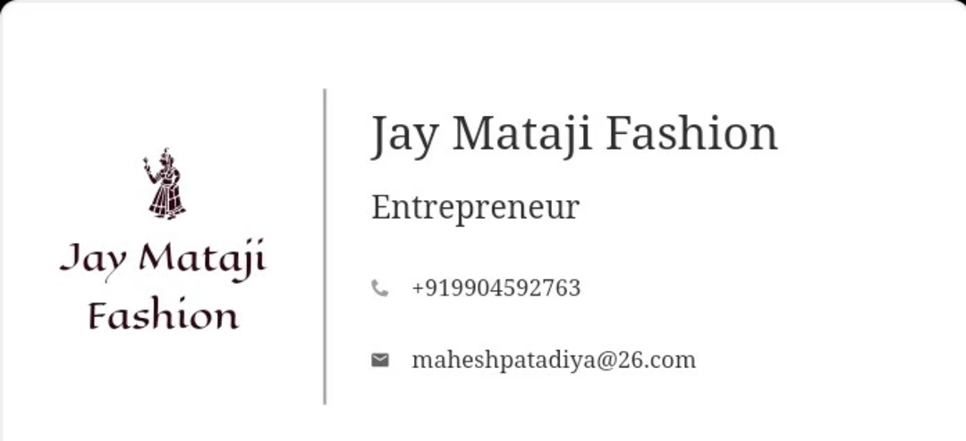 Visiting card store images of Jay mataji fashion 