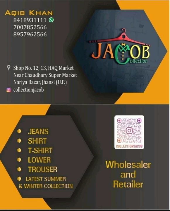 Visiting card store images of Jacob collection