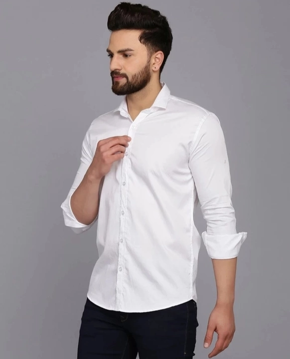 Plain white cotton shirt for men  uploaded by Men fashion stylist on 1/22/2023